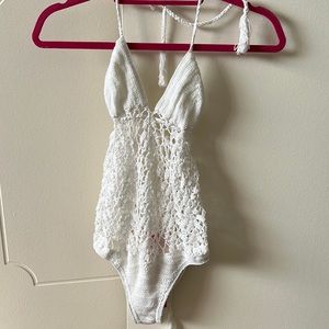 Anna Kosturova White Crochet swimsuit - new with tags and liner!